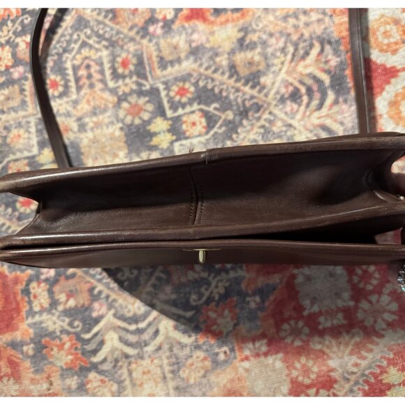 Vintage Coach Brown Leather Turnlock Flap Crossbody Bag USA Hangtag 9655 - Picture 7 of 16